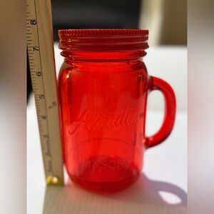 Aladdin Mason Jar Mug 32oz Red Lid Insulated Tumbler Lid Acrylic No Straw